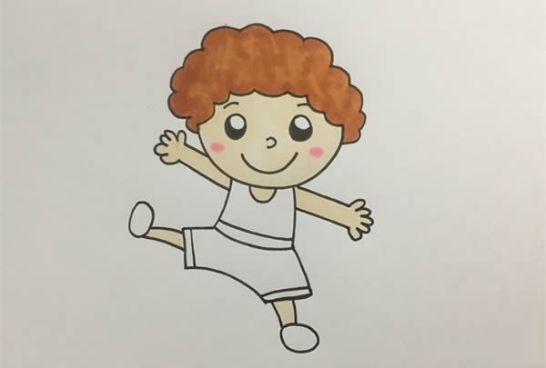 帅气小男孩的简笔画