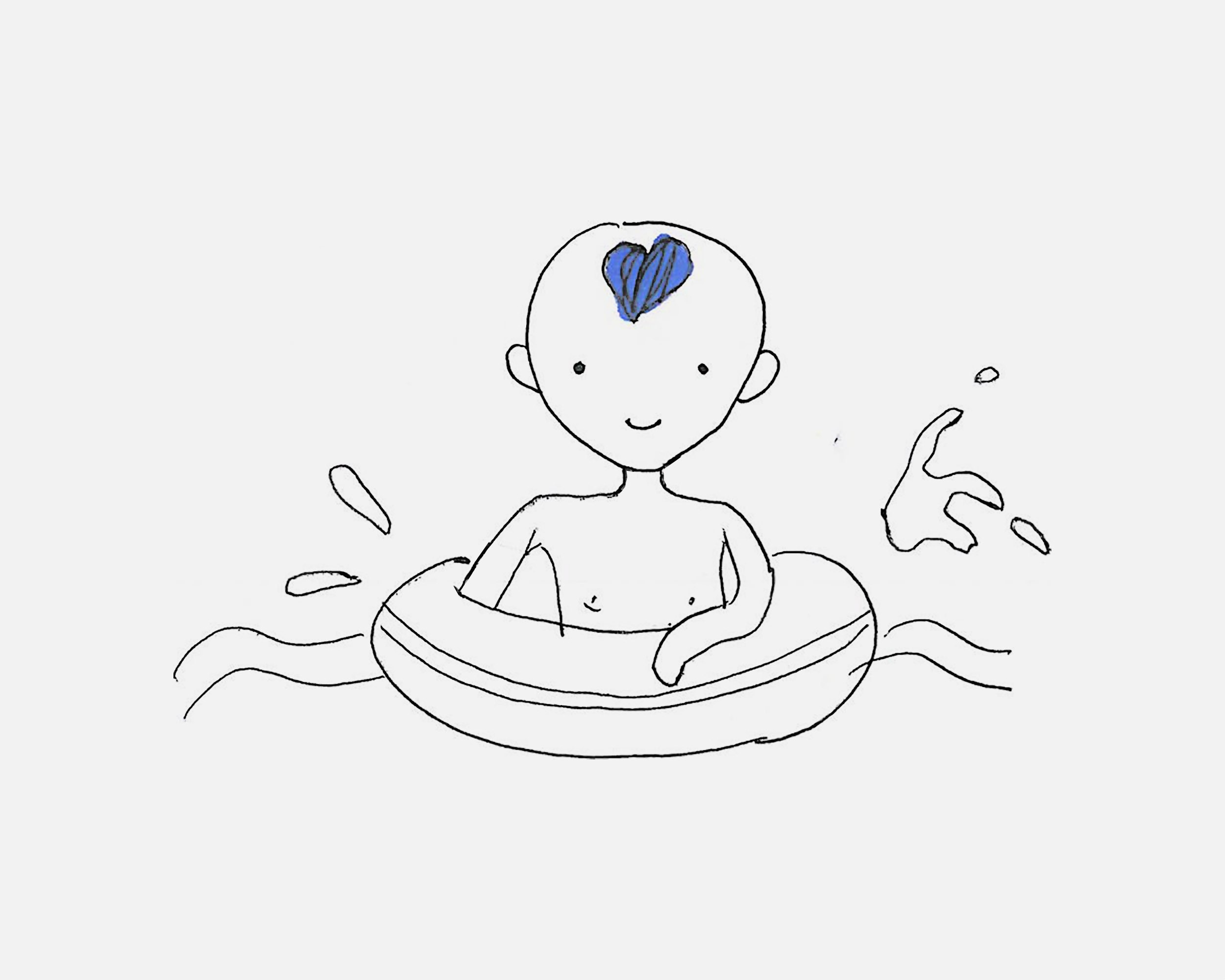 爱游泳的小男孩简笔画