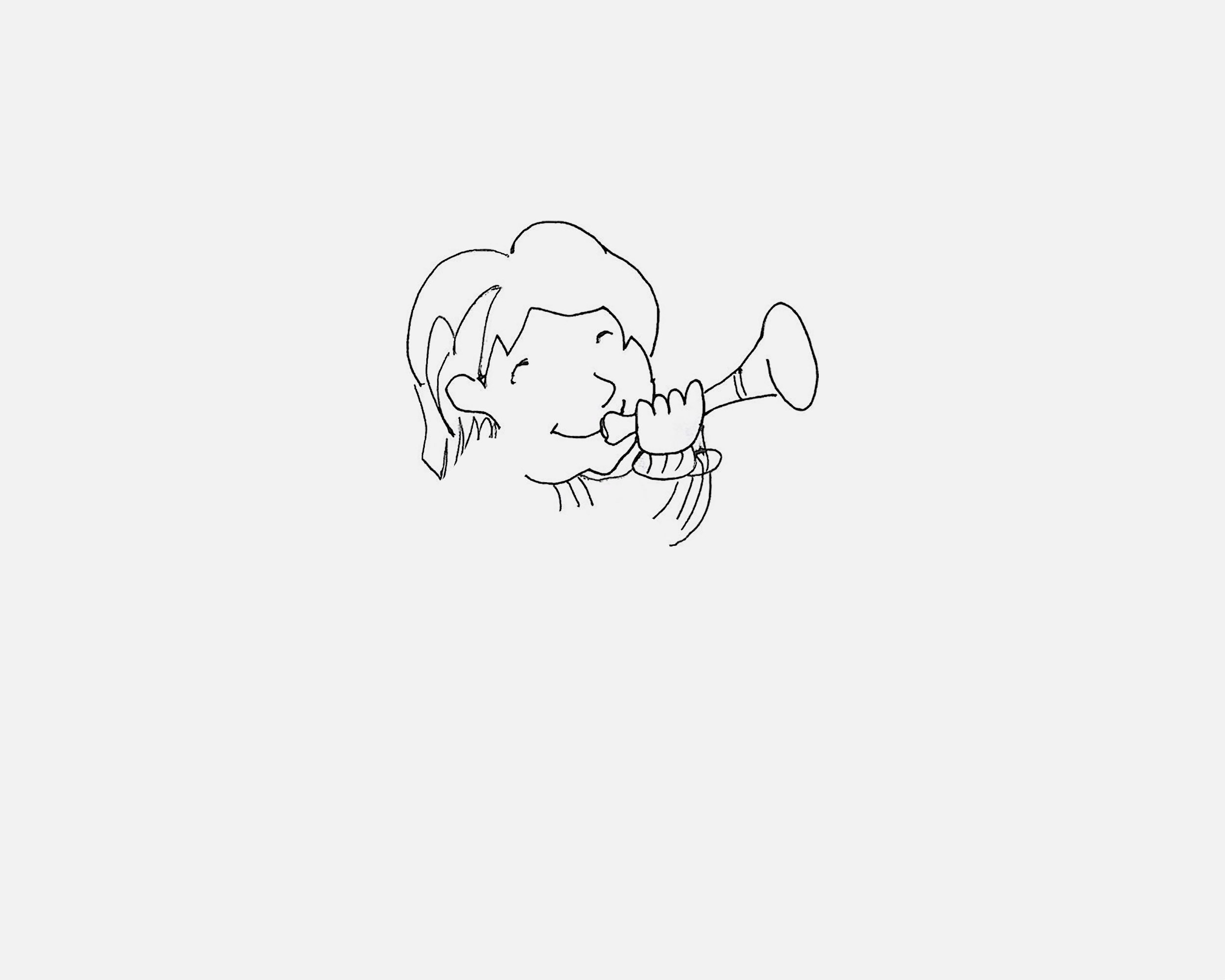 吹小号的男生简笔画
