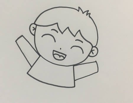 蹦蹦跳跳小男孩怎么画