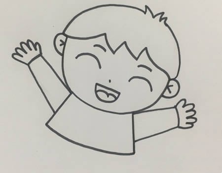 蹦蹦跳跳小男孩怎么画