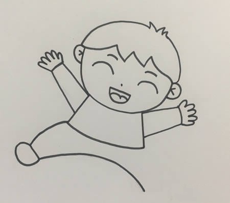 蹦蹦跳跳小男孩怎么画