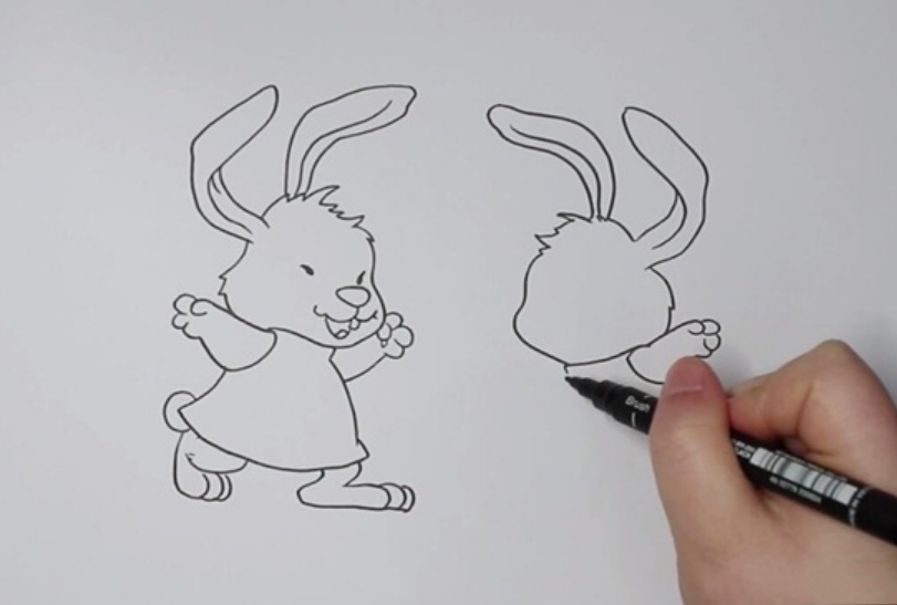 可爱漂亮的小白兔小灰兔简笔画