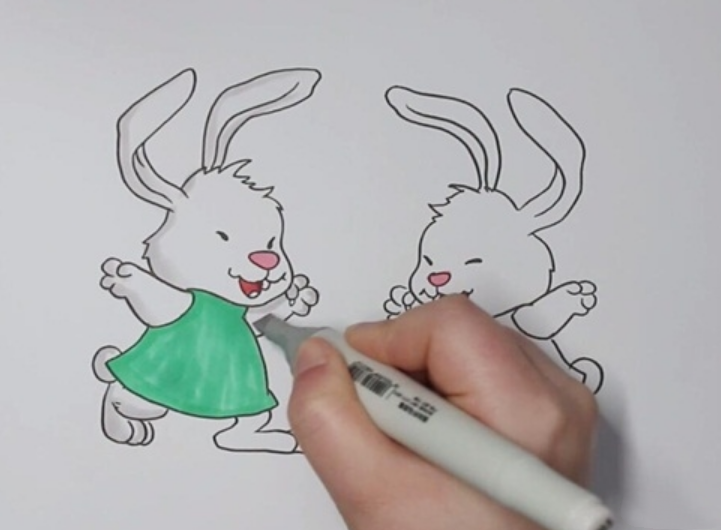 可爱漂亮的小白兔小灰兔简笔画