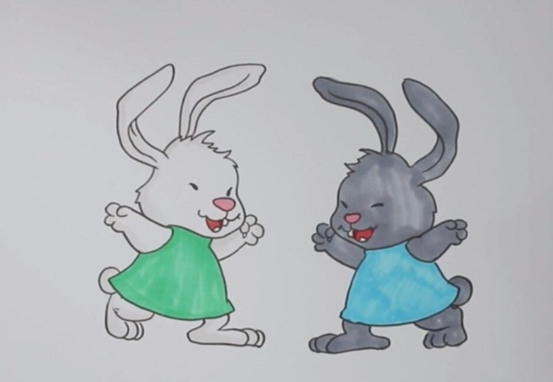可爱漂亮的小白兔小灰兔简笔画