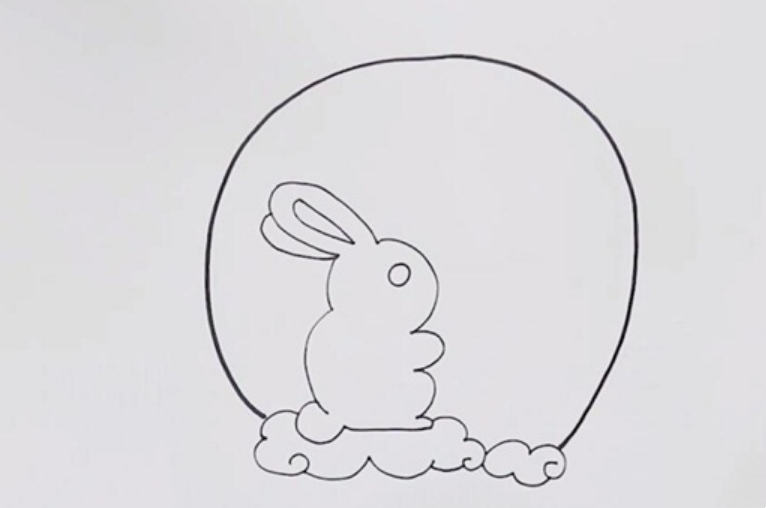 月亮上的玉兔简笔画