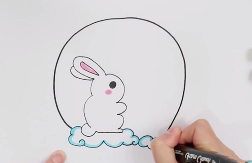 月亮上的玉兔简笔画