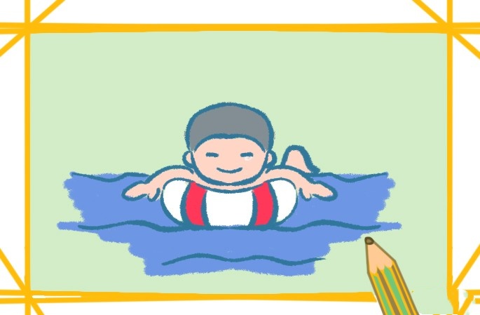 游泳的男孩简笔画