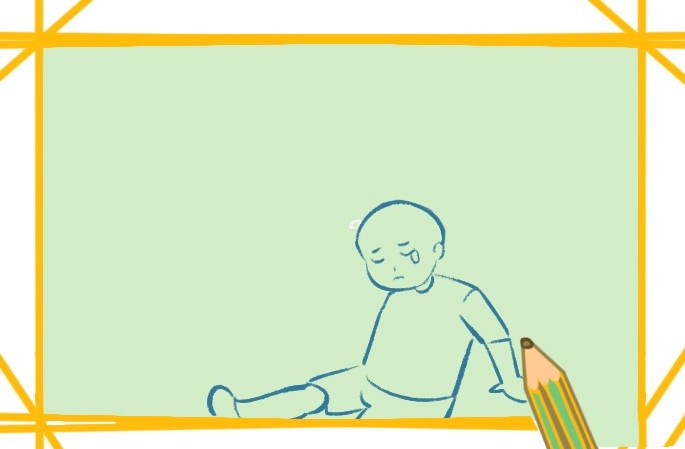 摔倒哭泣的男孩简笔画