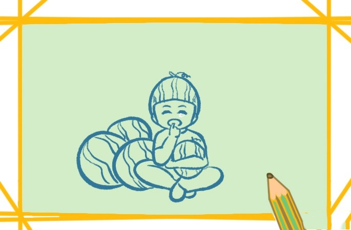 西瓜男孩简笔画