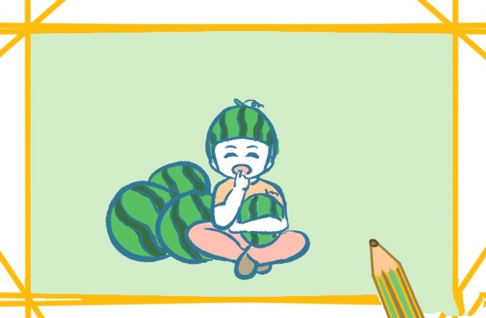 西瓜男孩简笔画