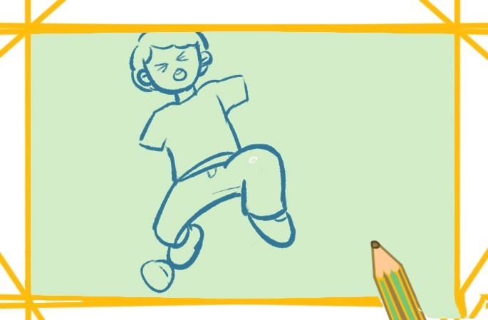 绊倒的男孩简笔画