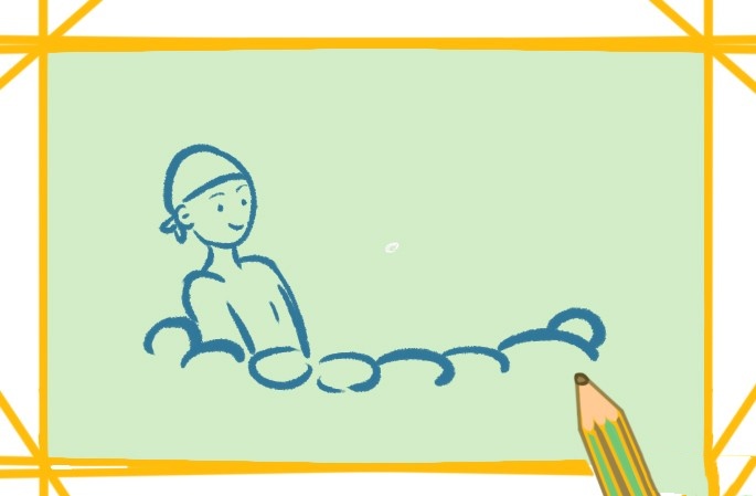 泡温泉的男孩简笔画
