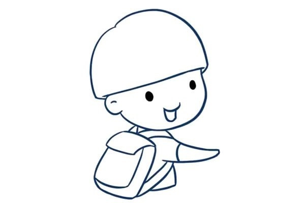 锅盖头可爱小男孩简笔画