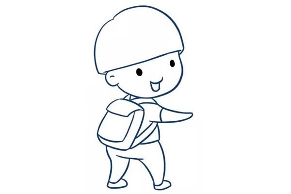 锅盖头可爱小男孩简笔画