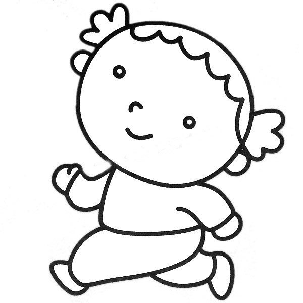 跑步小女孩简笔画