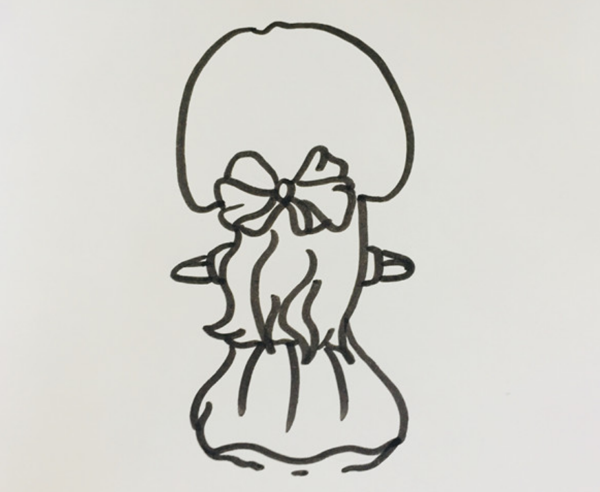 小女孩坐在窗边的背影简笔画