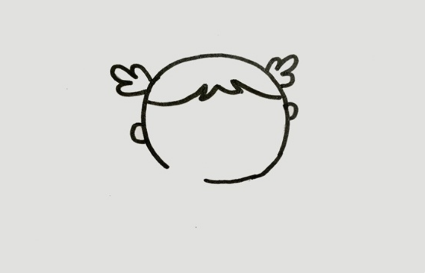 小女孩正在吃水果简笔画