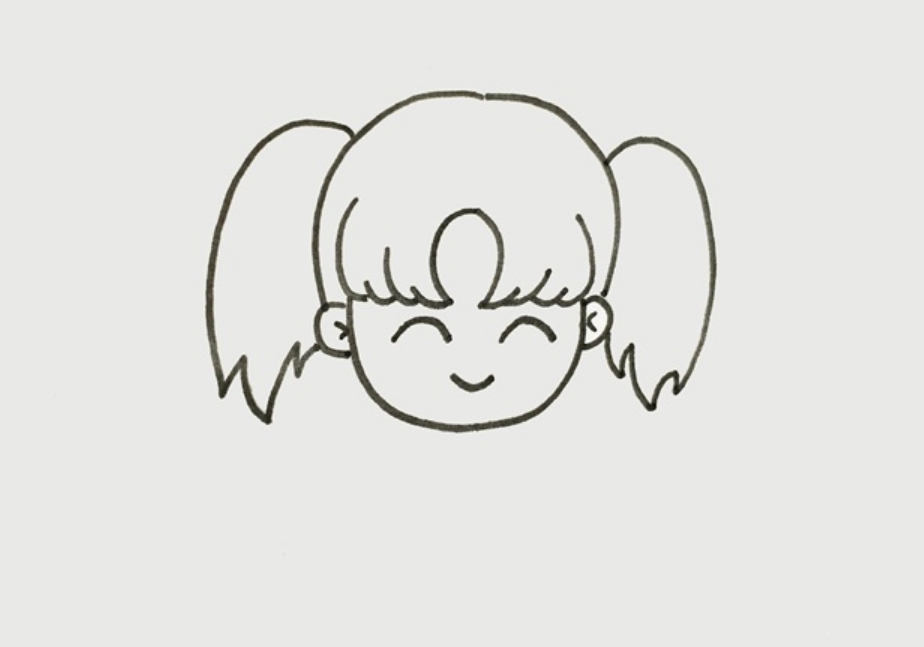 卡通画人物可爱小女孩简笔画