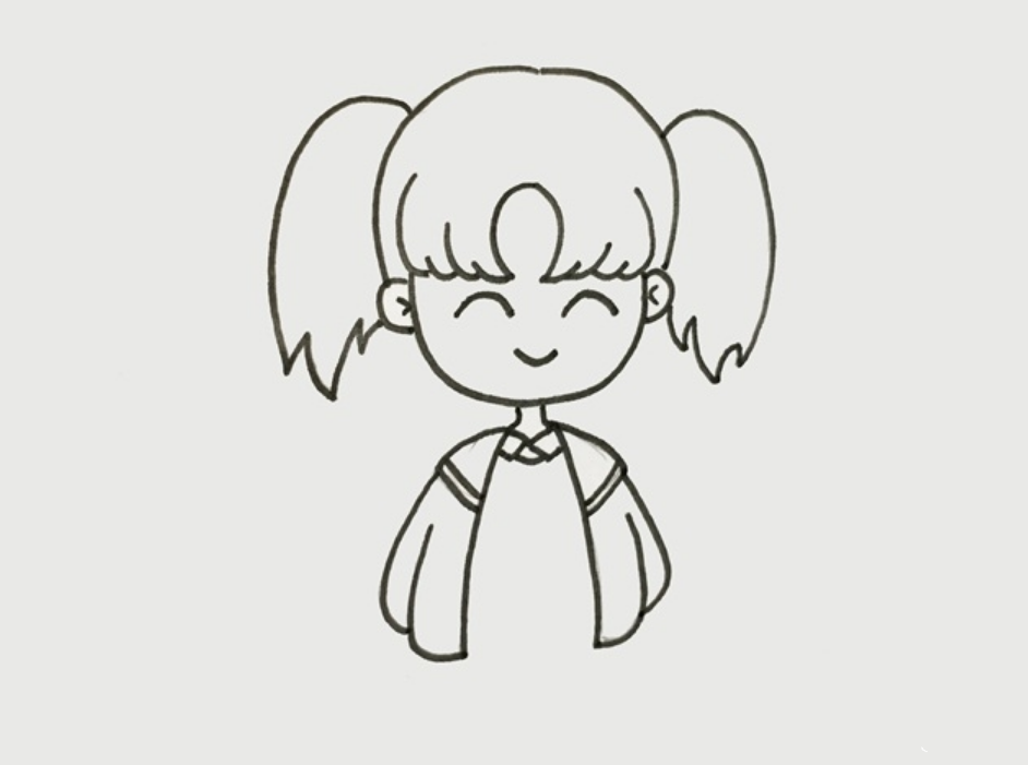 卡通画人物可爱小女孩简笔画