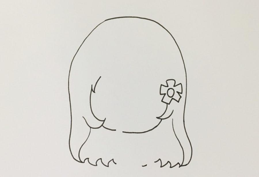 漂亮的长发女孩动漫简笔画