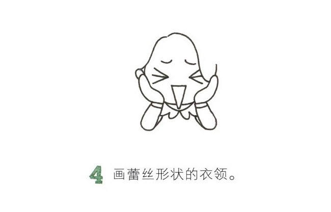 害羞的小女孩简笔画