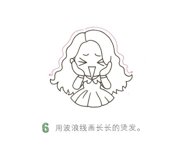 害羞的小女孩简笔画