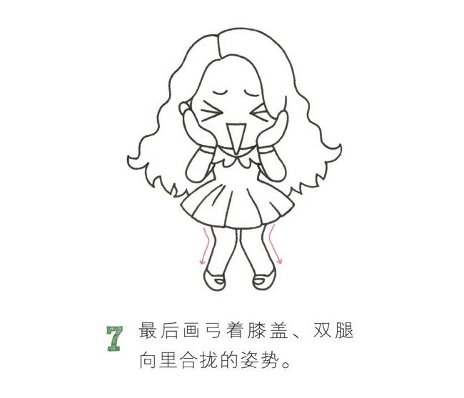 害羞的小女孩简笔画