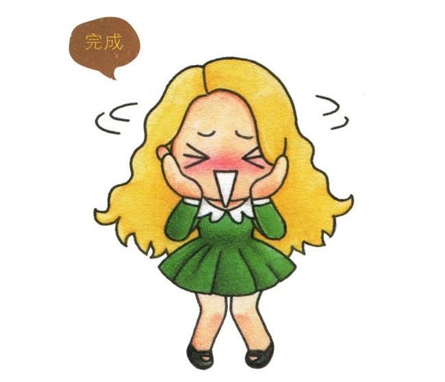 害羞的小女孩简笔画