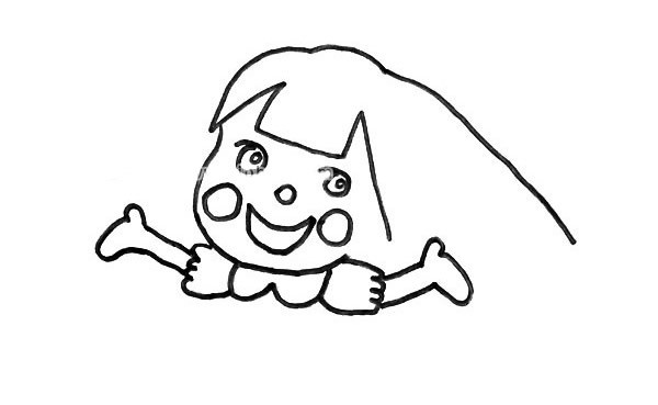 欢乐的小女孩简笔画