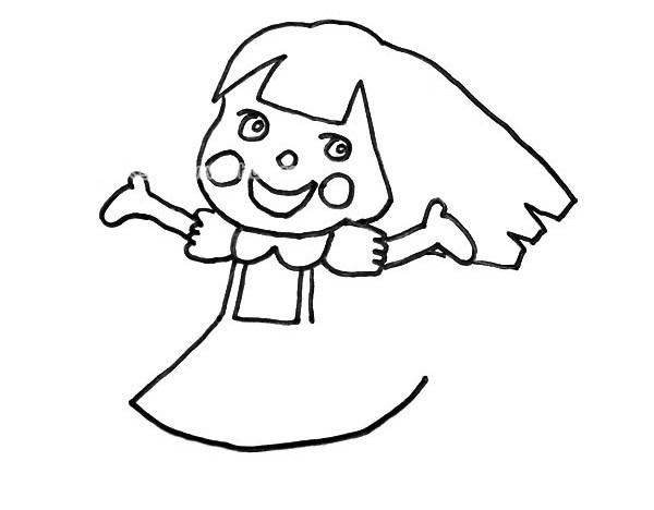 欢乐的小女孩简笔画