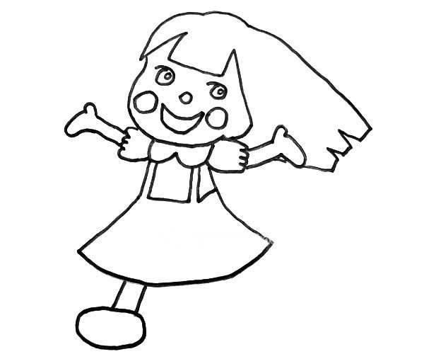 欢乐的小女孩简笔画