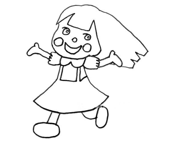欢乐的小女孩简笔画