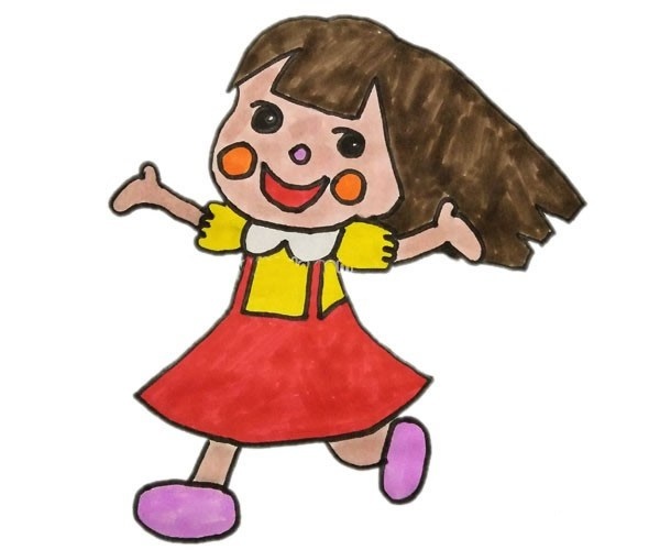 欢乐的小女孩简笔画
