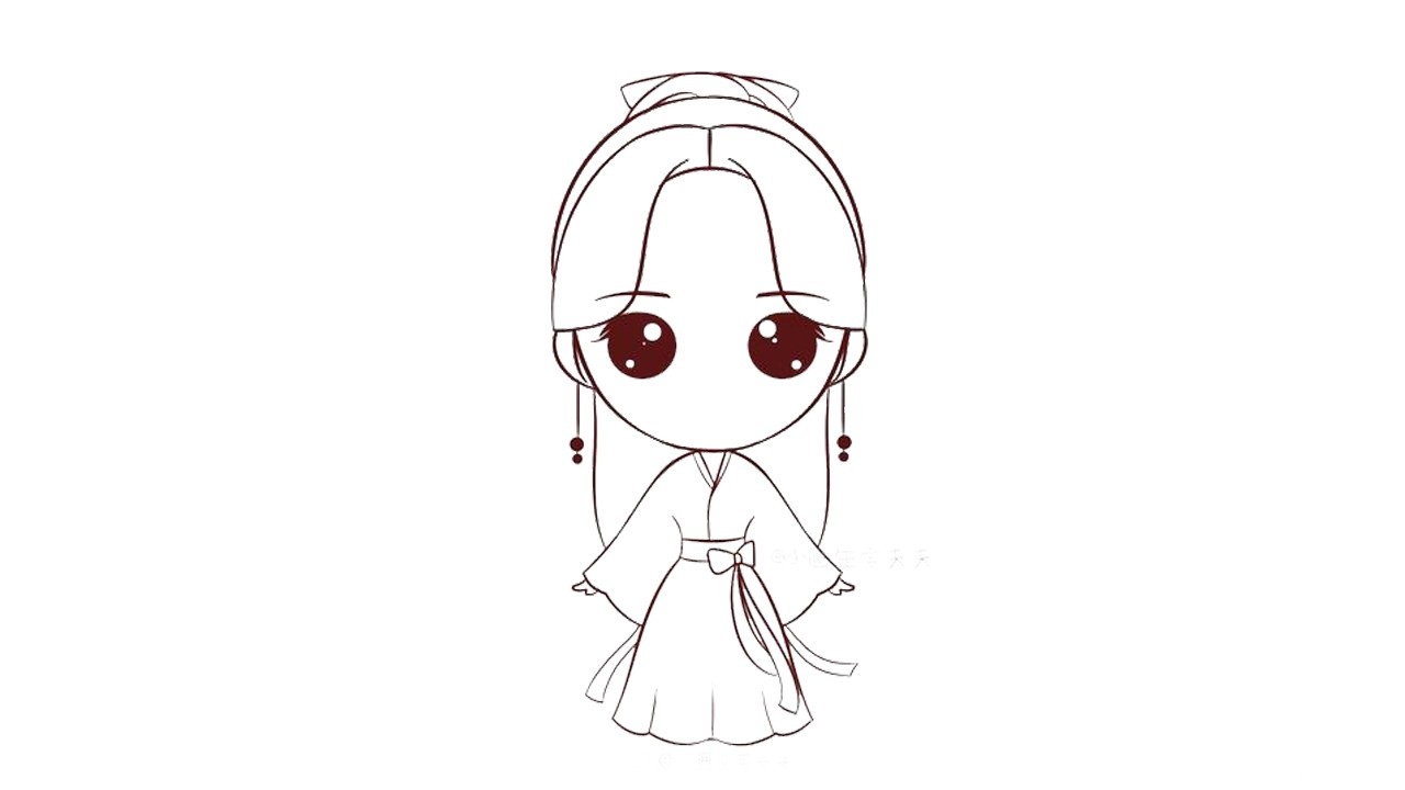 古代少女动漫人物简笔画