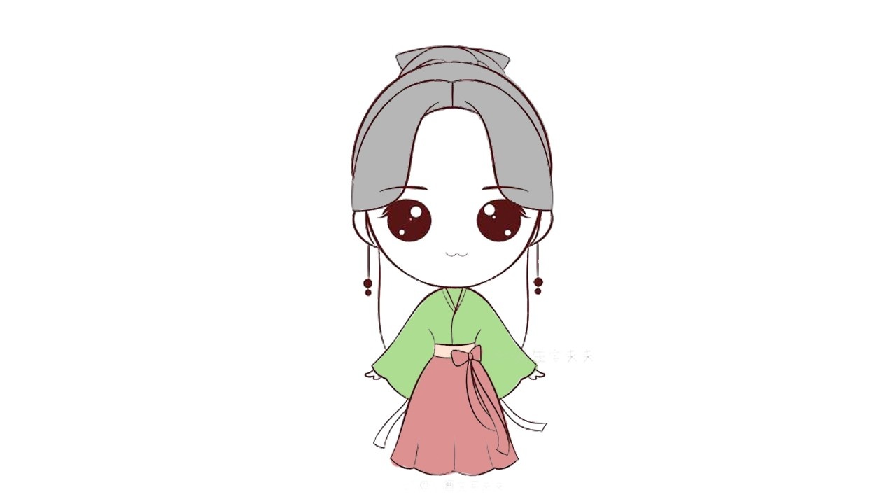 古代少女动漫人物简笔画