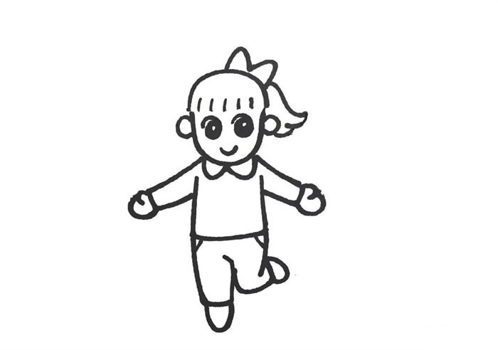 儿童画跳绳的小女孩简笔画