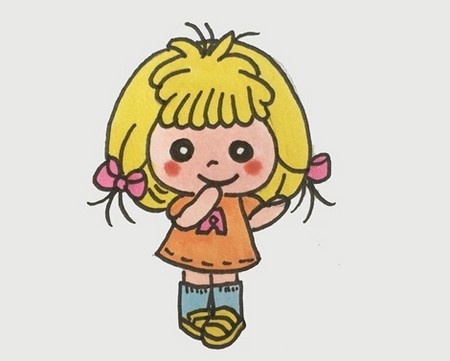 小女孩线描画
