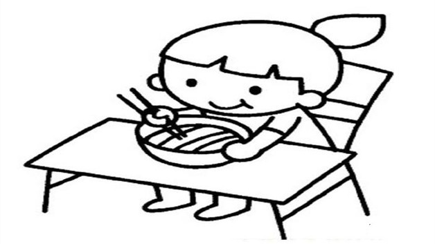 小朋友吃饭简笔画