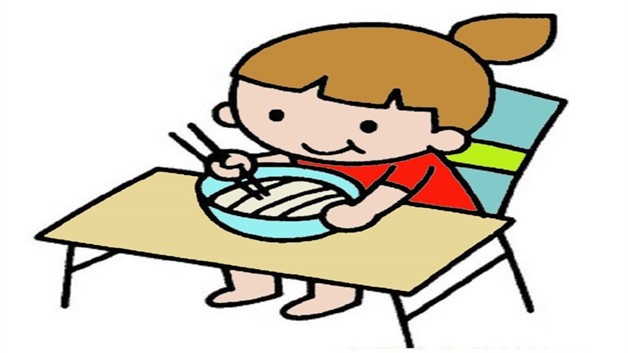 小朋友吃饭简笔画