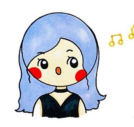 唱歌的女孩彩色简笔画