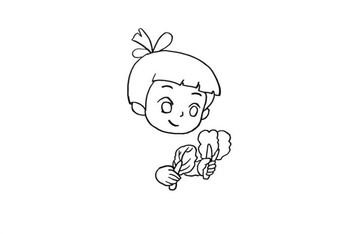 五一劳动节择菜的小女孩简笔画怎么画