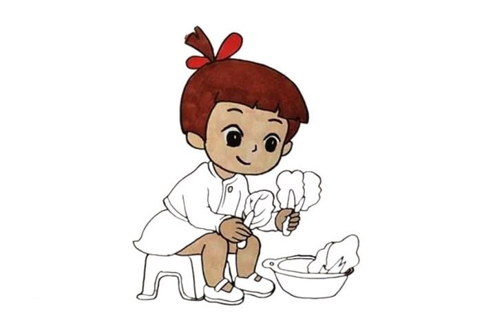 五一劳动节择菜的小女孩简笔画怎么画