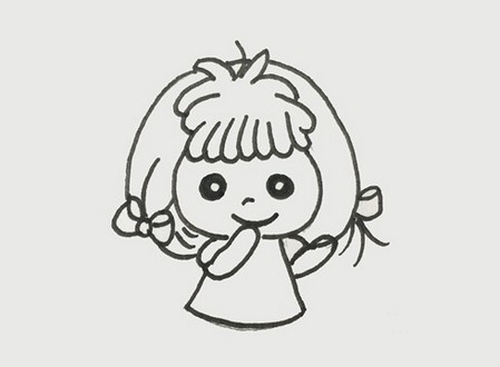 小女孩线描画