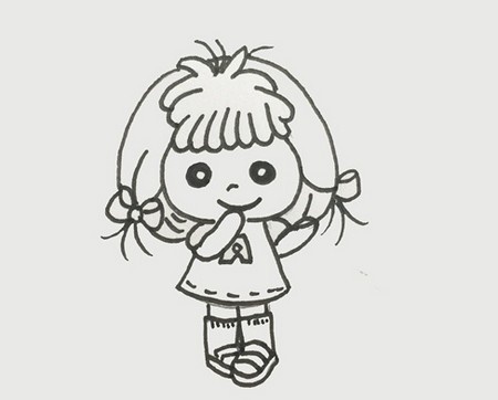 小女孩线描画