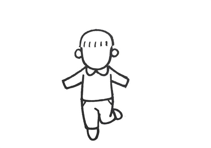 儿童画跳绳的小女孩简笔画