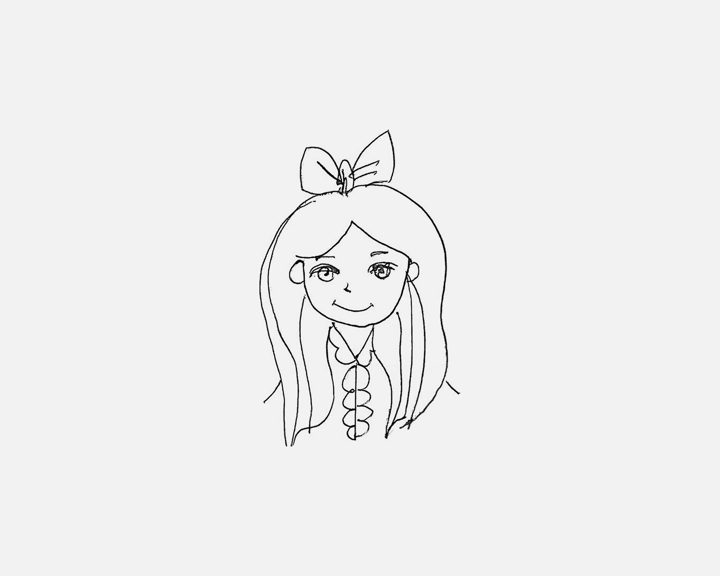 可爱甜美的女孩简笔画