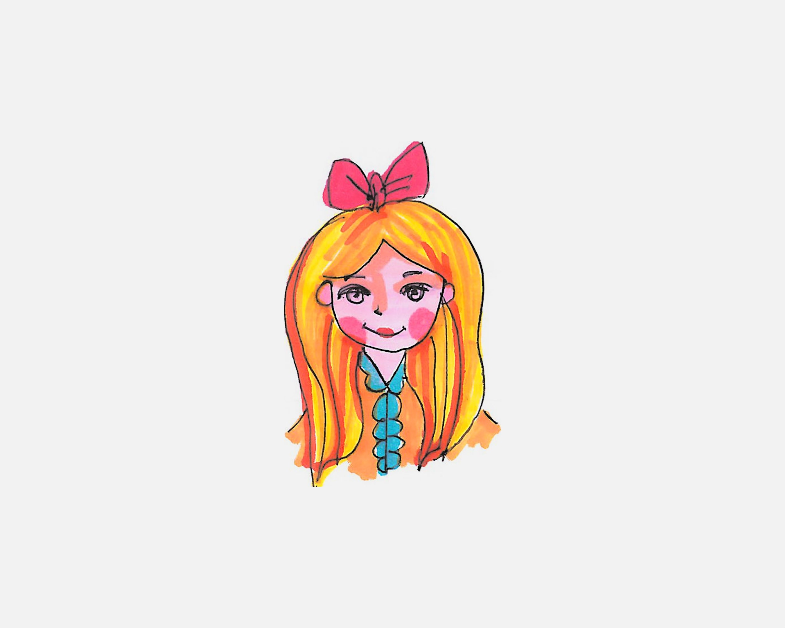 可爱甜美的女孩简笔画
