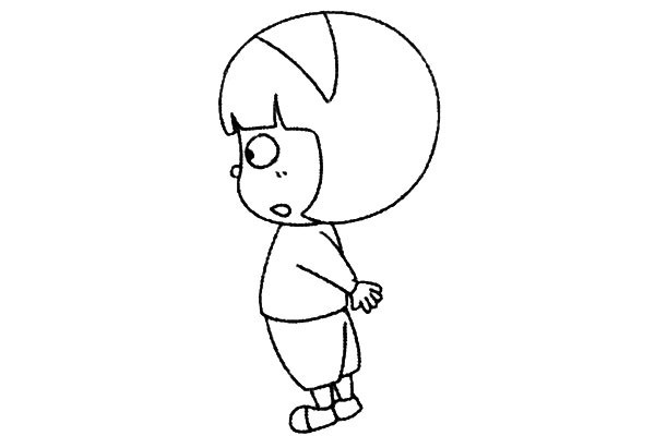 一组乖巧的小女孩简笔画