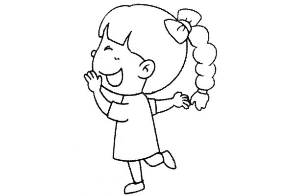 一组乖巧的小女孩简笔画